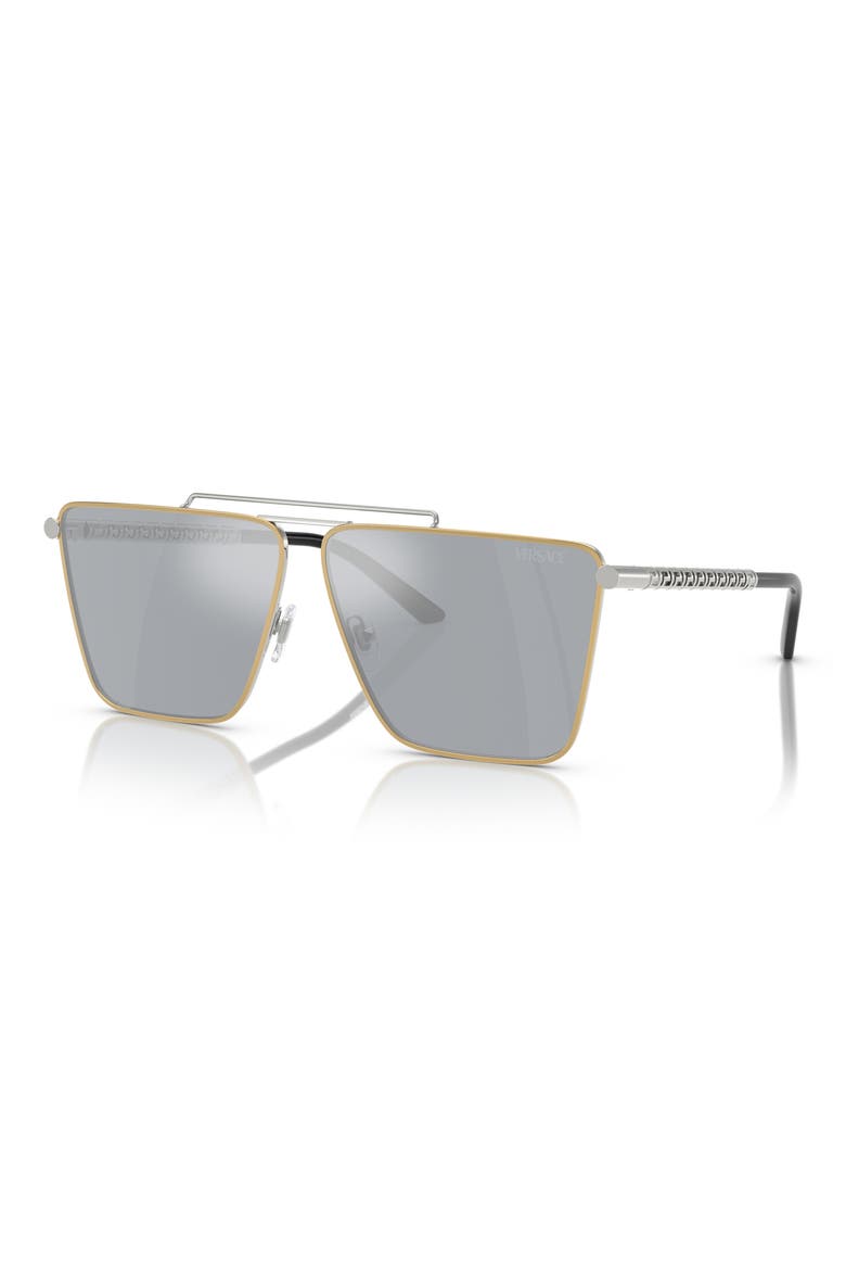 64mm Mirrored Oversize Pillow Sunglasses, Alternate, color, BLUE MIRROR
