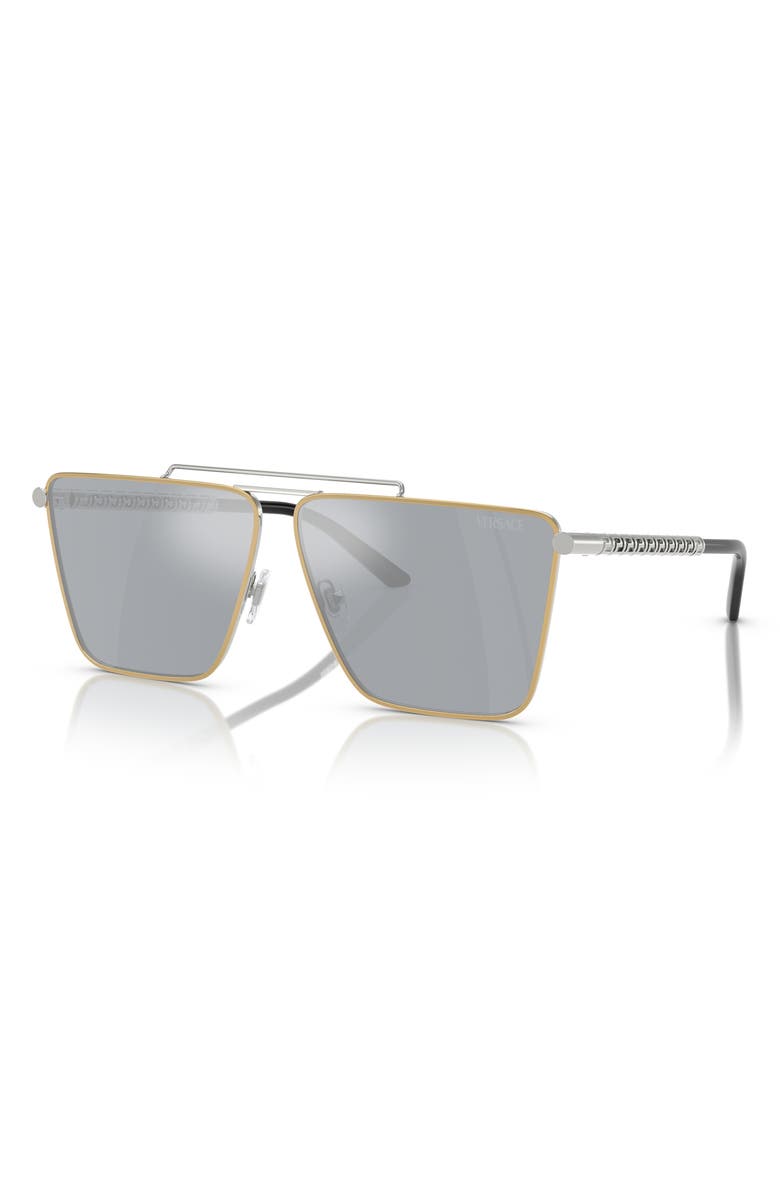 Versace 64mm Mirrored Oversize Pillow Sunglasses, Alternate, color,