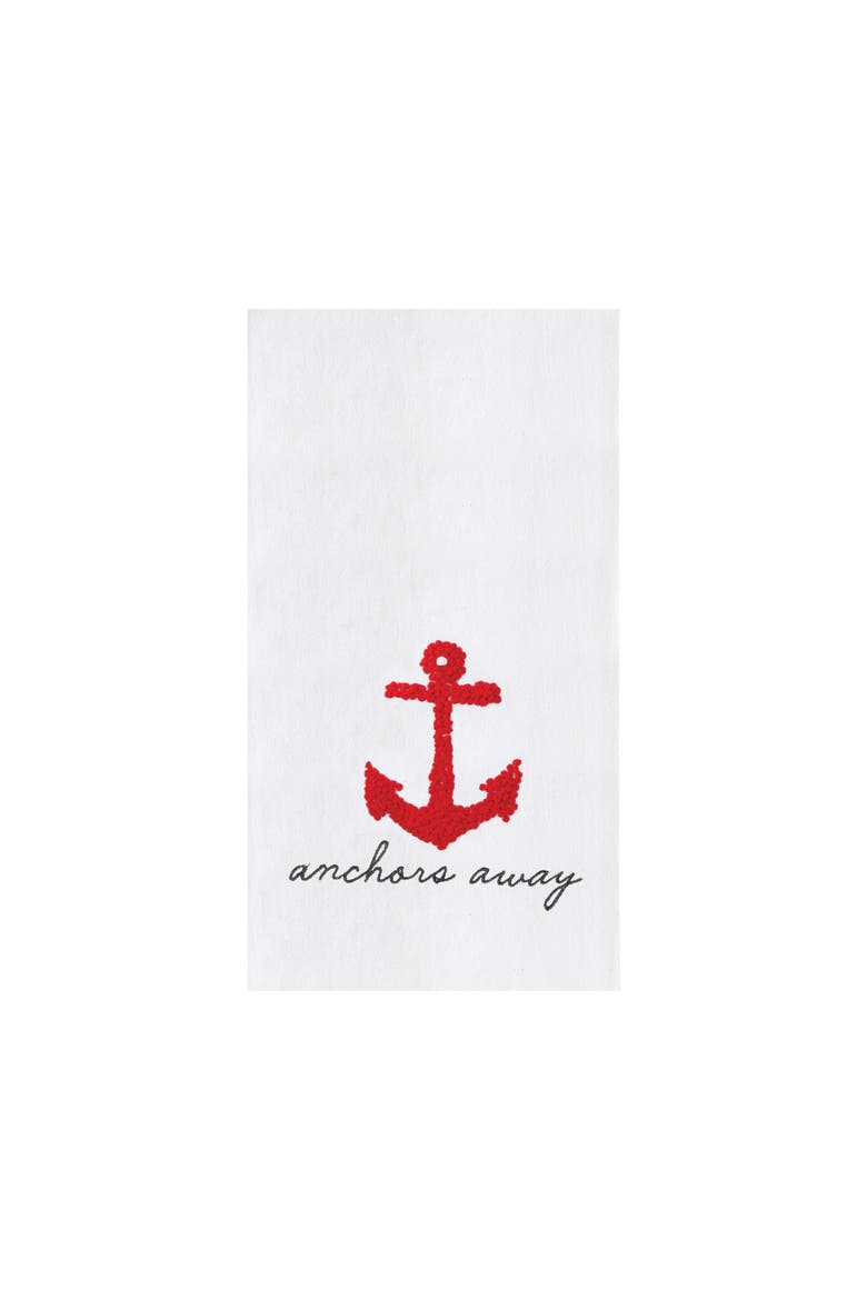 Anchor French Knot Flour Sack Kitchen Towel, Main, color, White