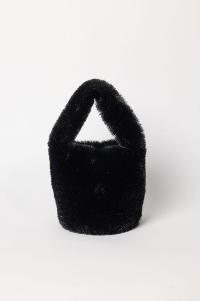 Hat Attack Faux Fur Mini Bag, Main, color, Black