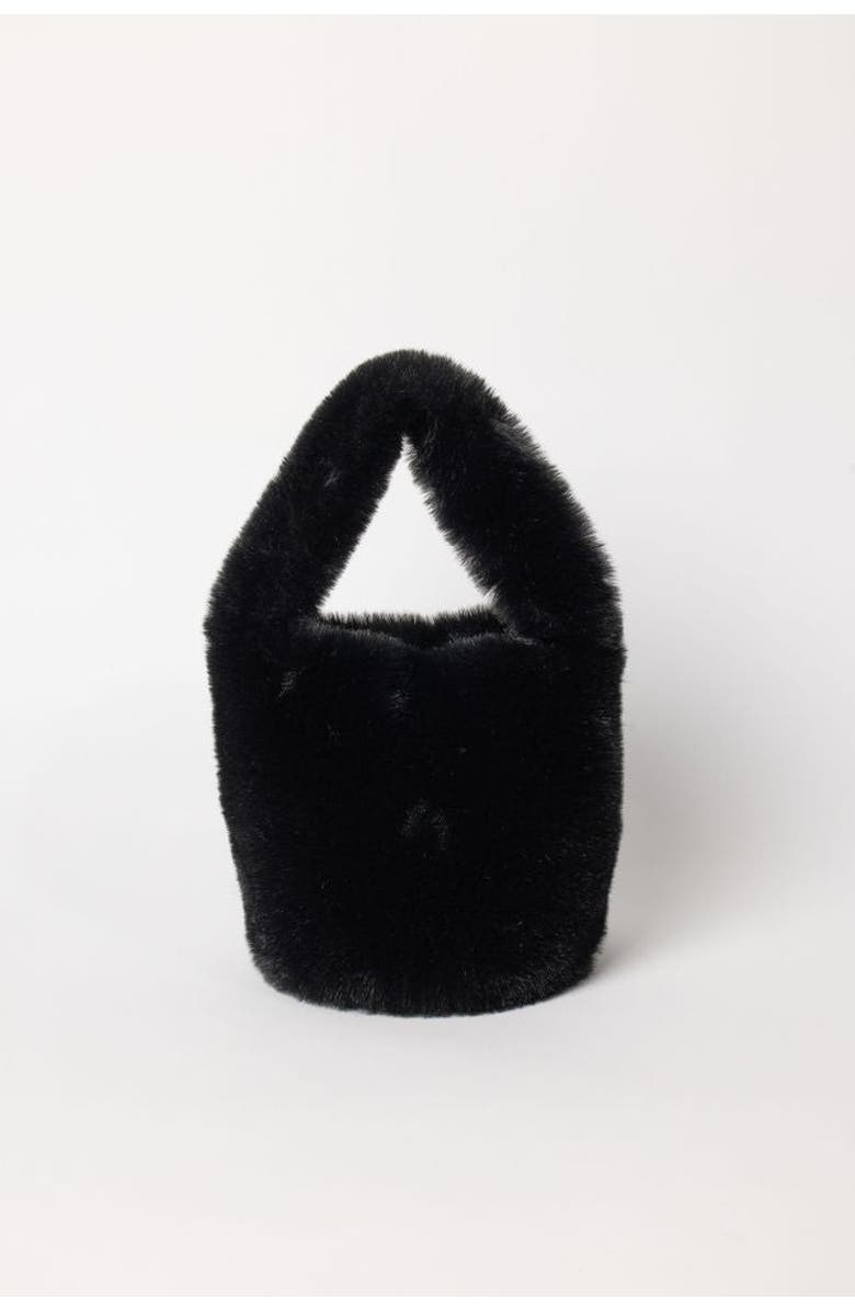 Hat Attack Faux Fur Mini Bag, Main, color, Black
