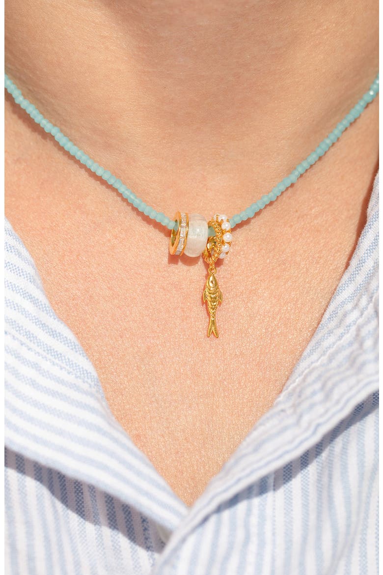 Fish Beaded Pendant Necklace, Alternate, color, GOLD