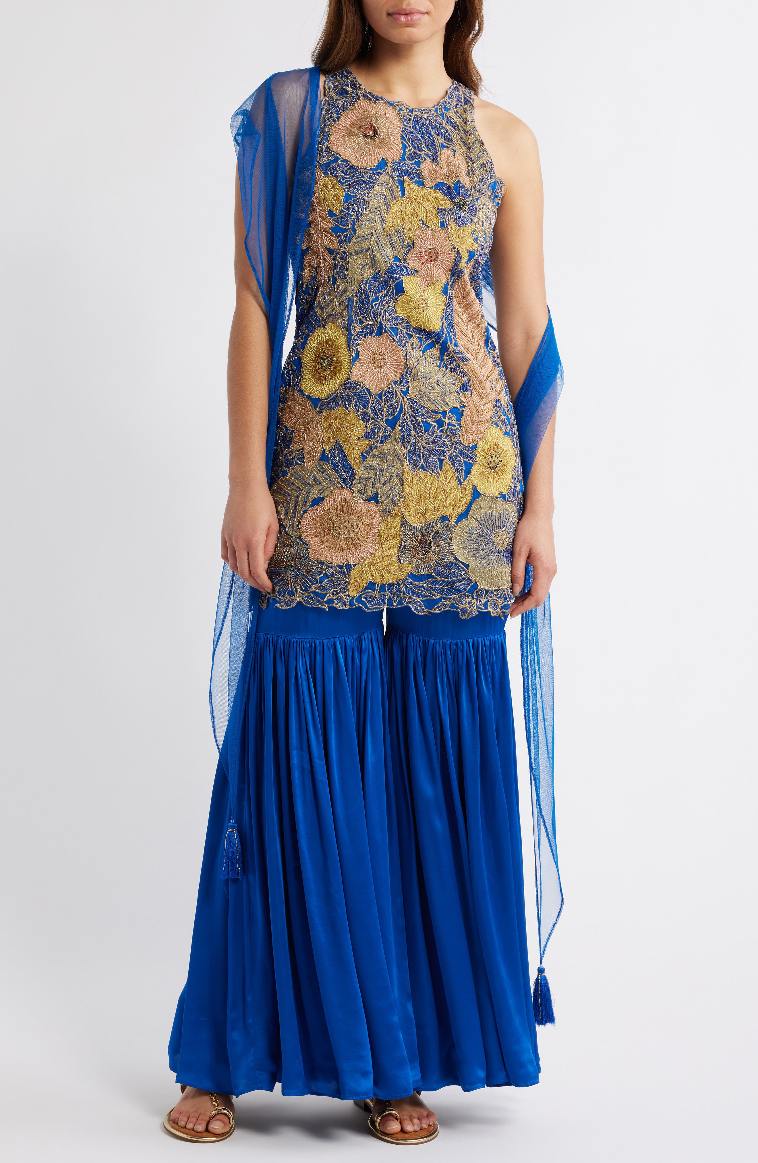 Sani Nidhi Satin Gharara with Georgette Dupatta