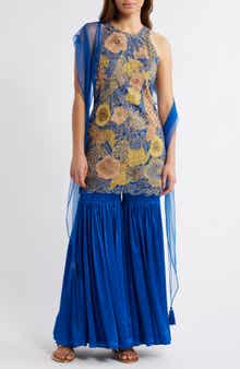 Sani Nidhi Satin Gharara with Georgette Dupatta