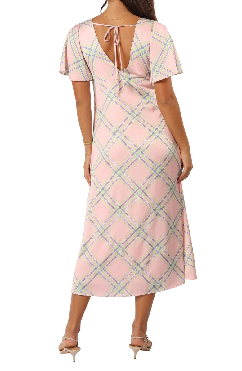 Petal & Pup Jess Check Tie Back Midi Dress, Alternate, color, Pink Check