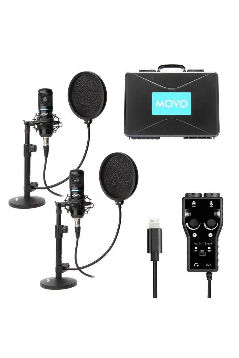 iPhone Podcast Equipment Bundle - Compatible with iPhone, iPad, iOS, Main, color, Black