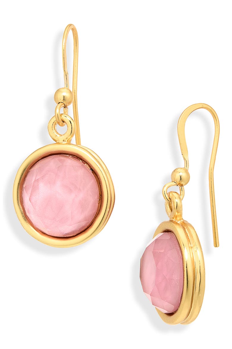 Round Drop Earrings, Main, color, GOLD/ PINK