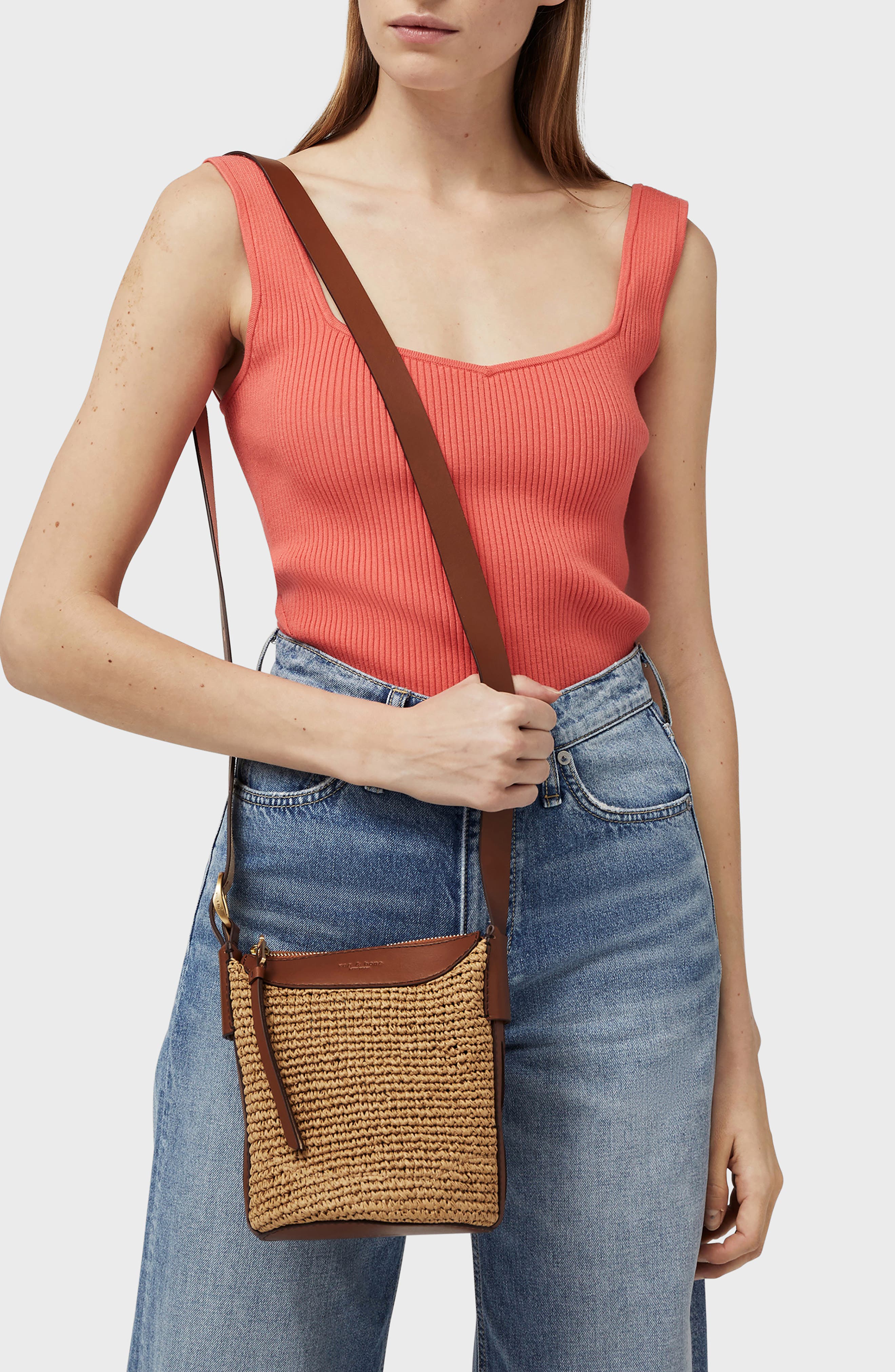 rag & bone Belize Mini Straw & Leather Bucket Bag (Women) | Nordstromrack
