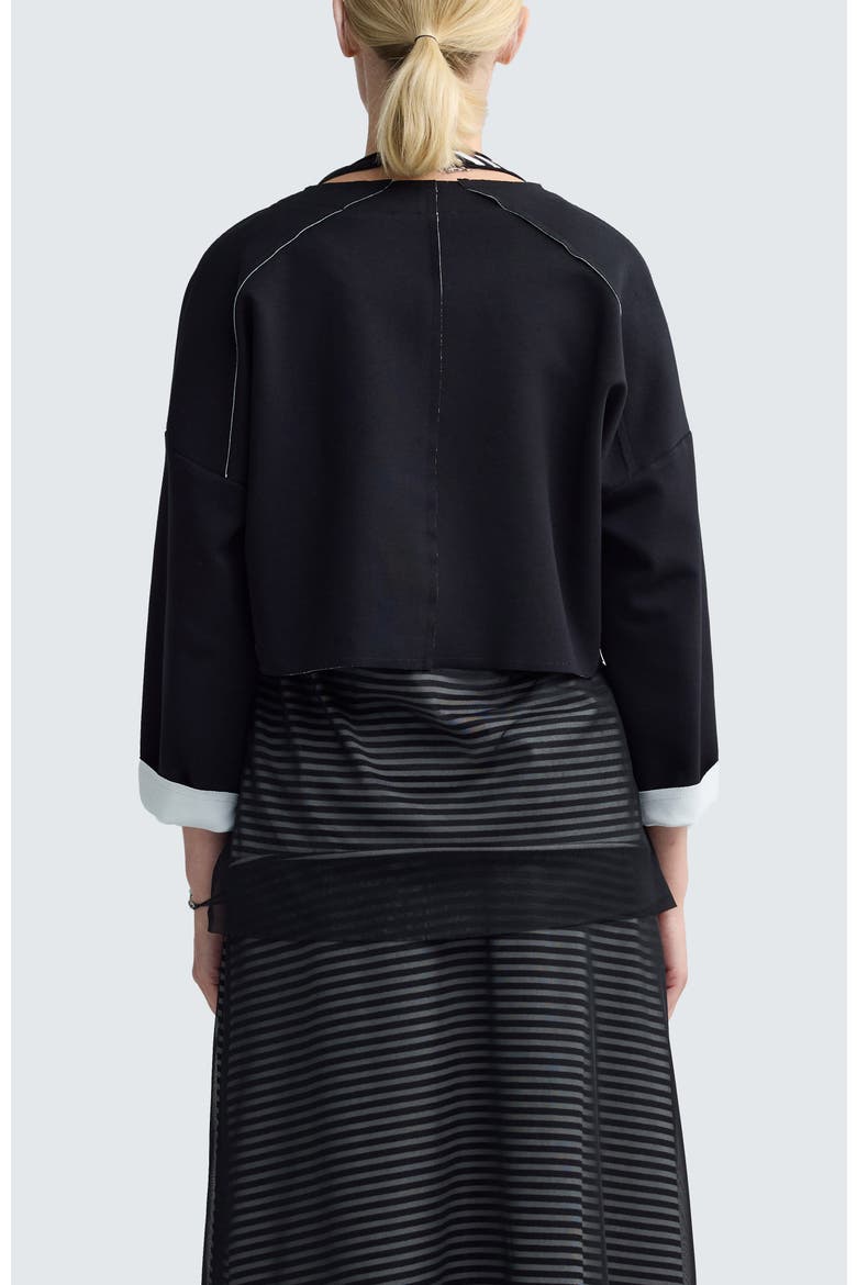 Mirelle Contrast-Stitch Cropped Jacket, Alternate, color, Black