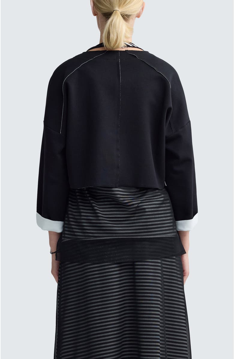LUUKAA Mirelle Contrast-Stitch Cropped Jacket, Alternate, color, Black