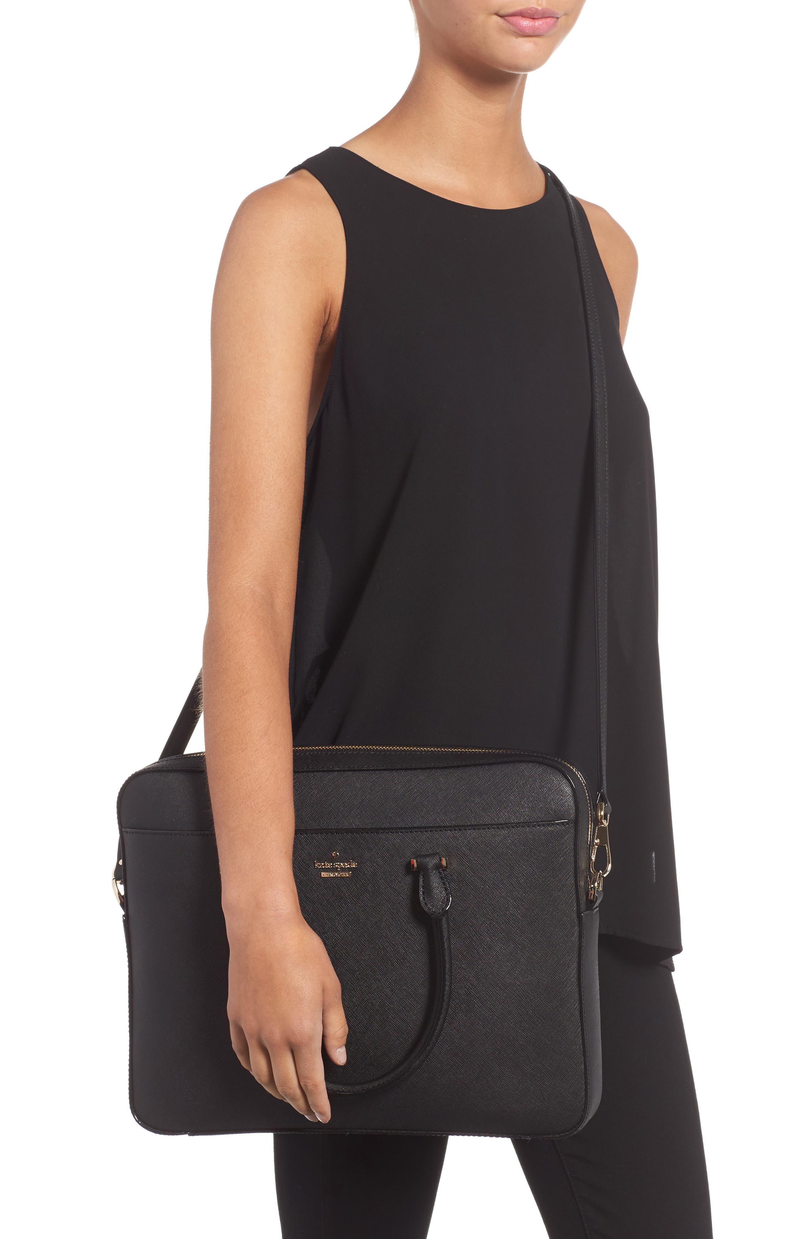Kate Spade New York saffiano leather laptop bag, Alternate, color, 