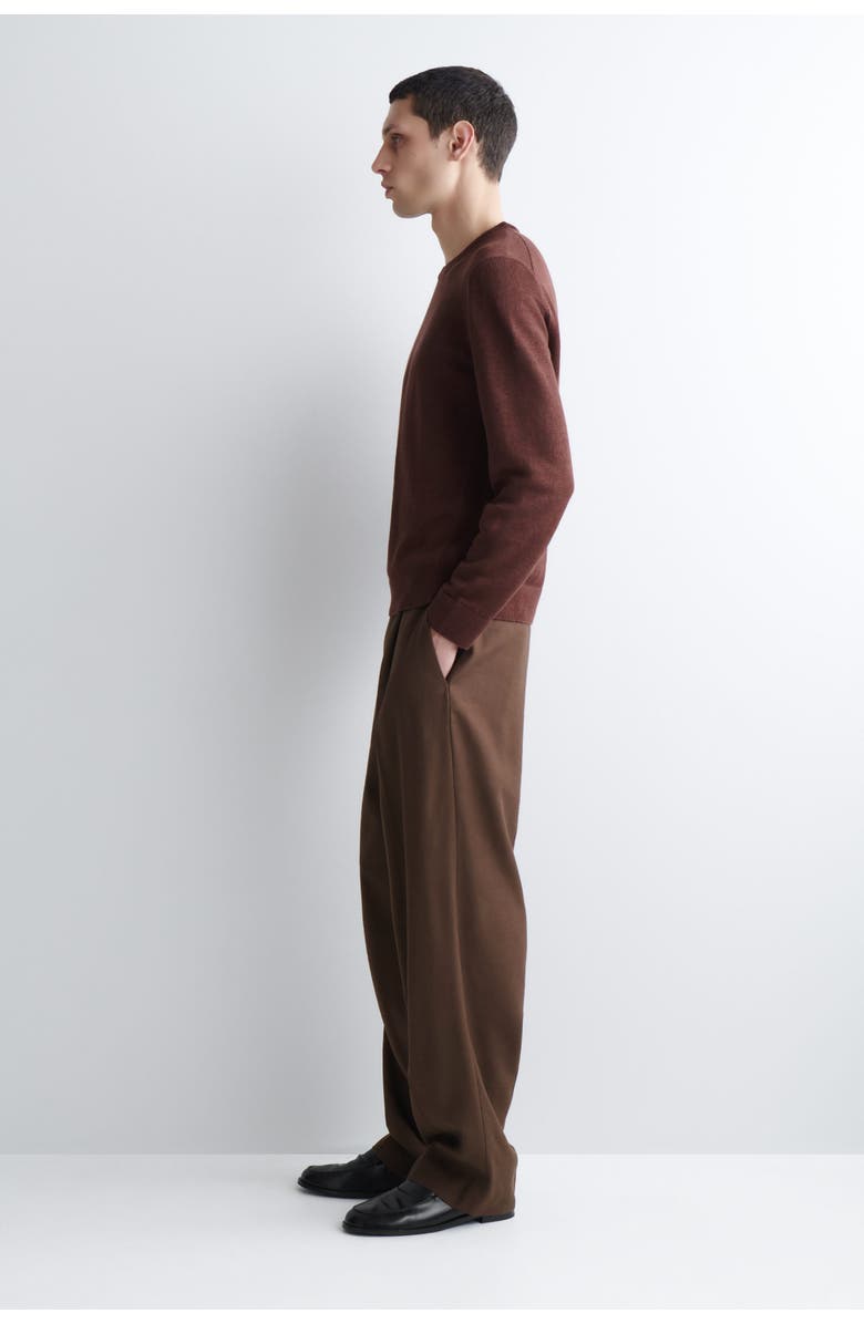 COS Knitted Linen Crew-Neck Sweater, Alternate, color, Brown