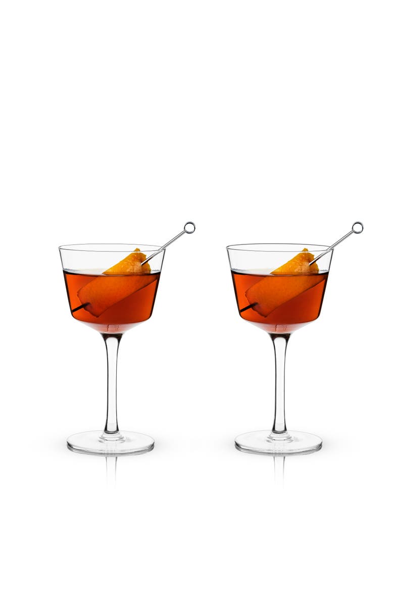 Viski Raye Crystal Angled Nick & Nora Glasses Set of 2, Alternate, color, Clear