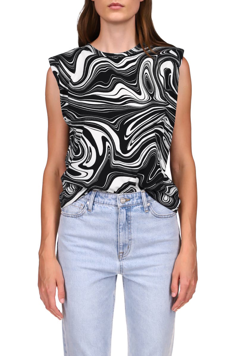 Sanctuary Marbleized Organic Cotton Shoulder Pad Top, Main, color, 