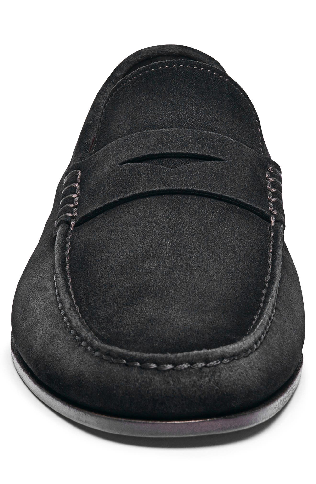 Santoni Suede Penny Loafer, Alternate, color, Black