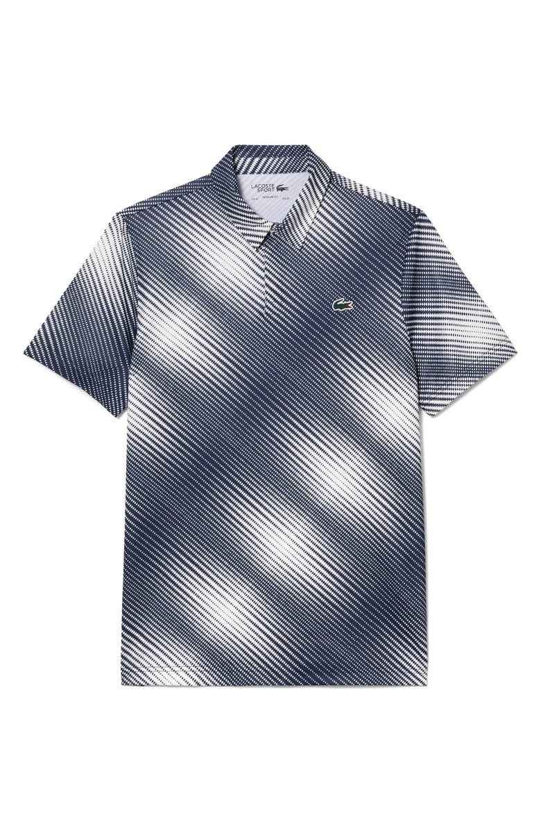 Lacoste Regular Fit Print Stretch Polo Shirt, Main, color, Navy Blue