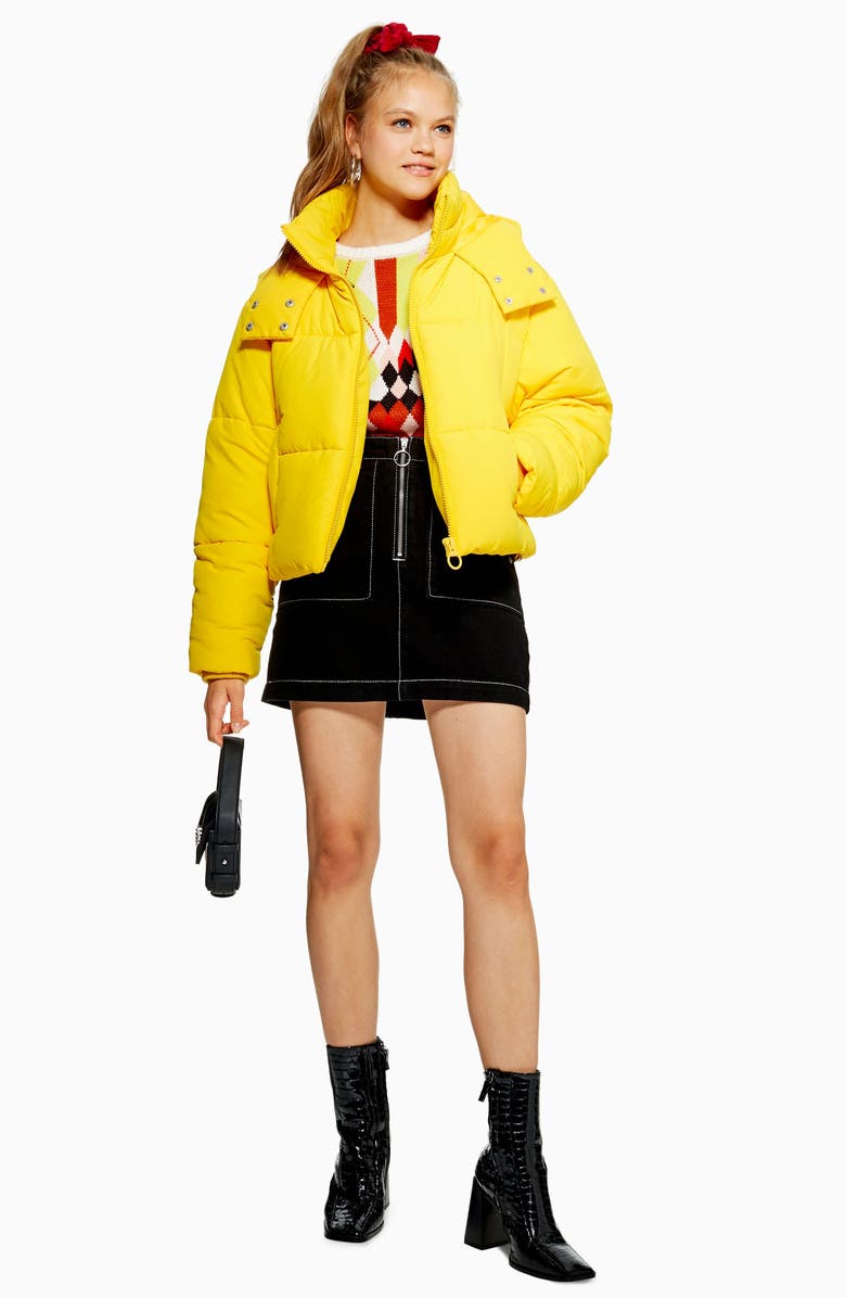 Topshop Hooded Puffer Jacket, Alternate, color,