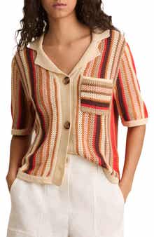 Reiss Candy Stripe Knit Camp Shirt