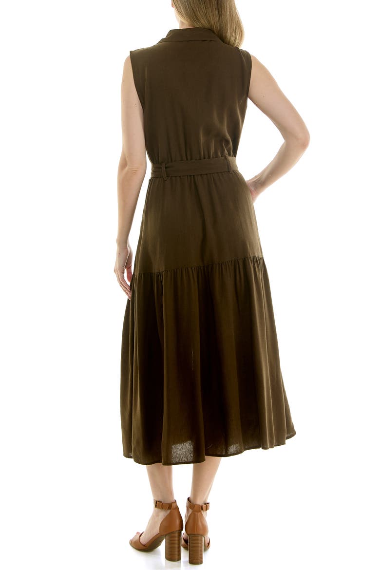 Sleeveless Belted Shirtdress, Alternate, color, DEEP JUNGLE GREEN