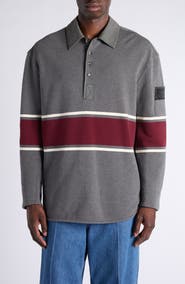 Bottega Veneta Oversize Long Sleeve Cotton Fleece Polo