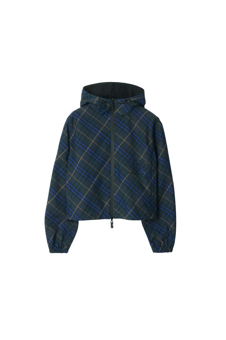 Reversible Check Hooded Jacket, Alternate, color, Midnight