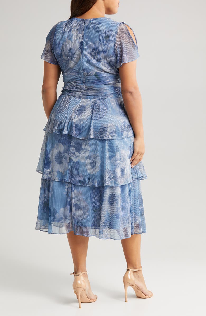 SL FASHIONS Metallic Tiered Dress, Alternate, color,