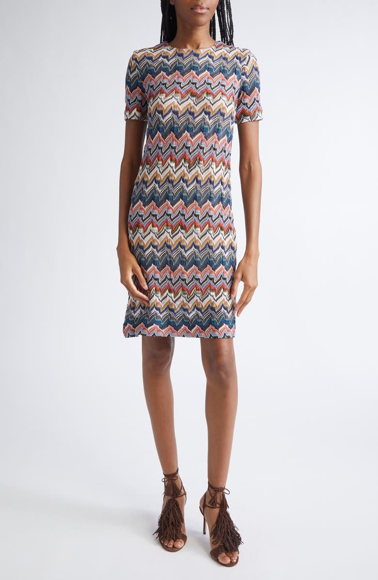 Missoni Zigzag T-Shirt Sweater Dress, Alternate, color, Blue Multicolor Tones