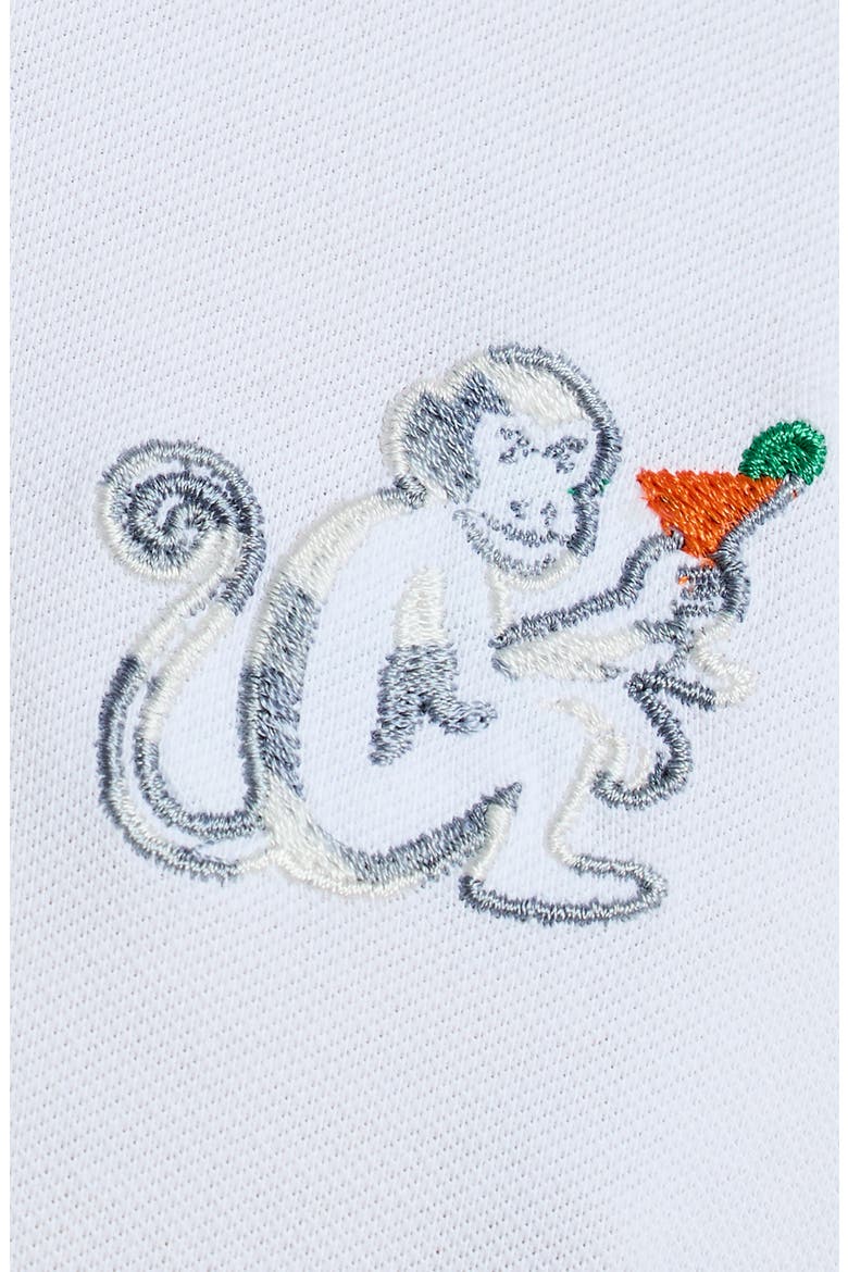 Monkey Business Embroidered Cotton Piqué Polo, Alternate, color, WHITE