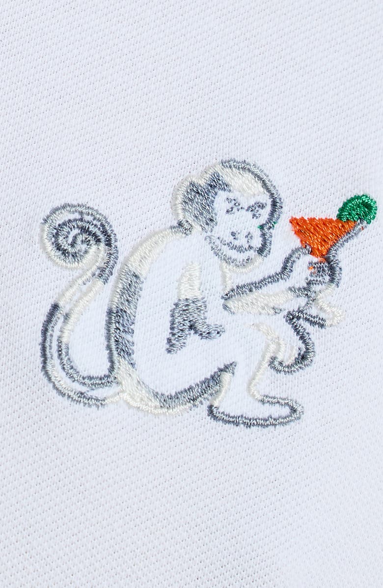 Robert Graham Monkey Business Embroidered Cotton Piqué Polo, Alternate, color, White