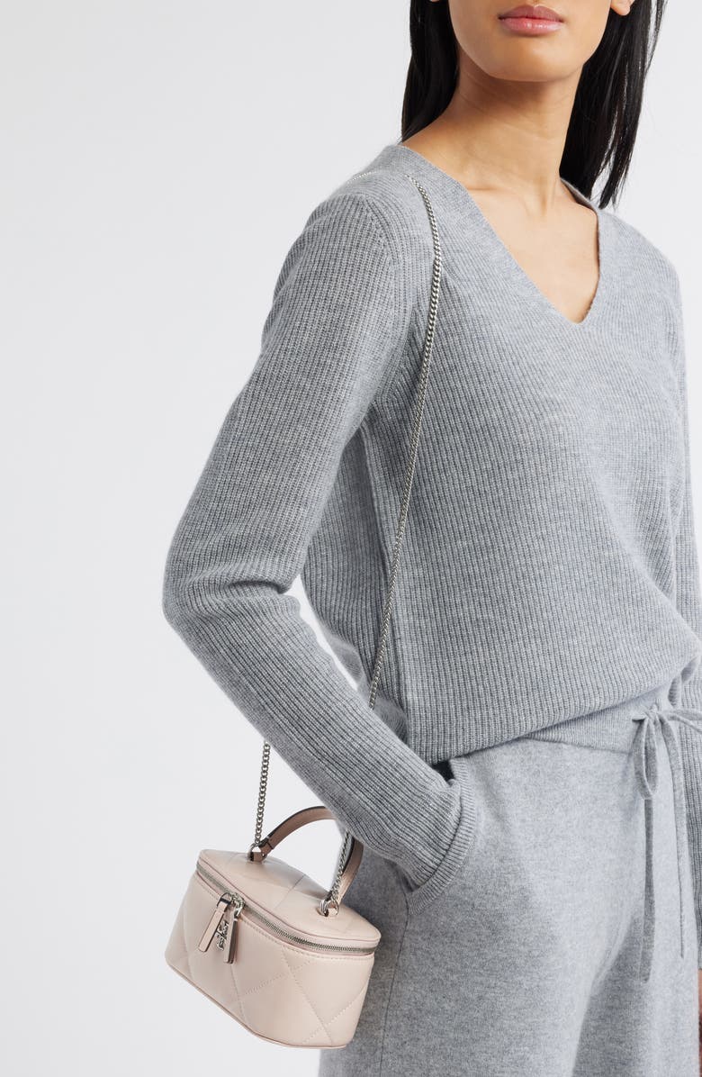 Tory Burch Kira Quilted Leather Vanity Case, Alternate, color, Soft Pink