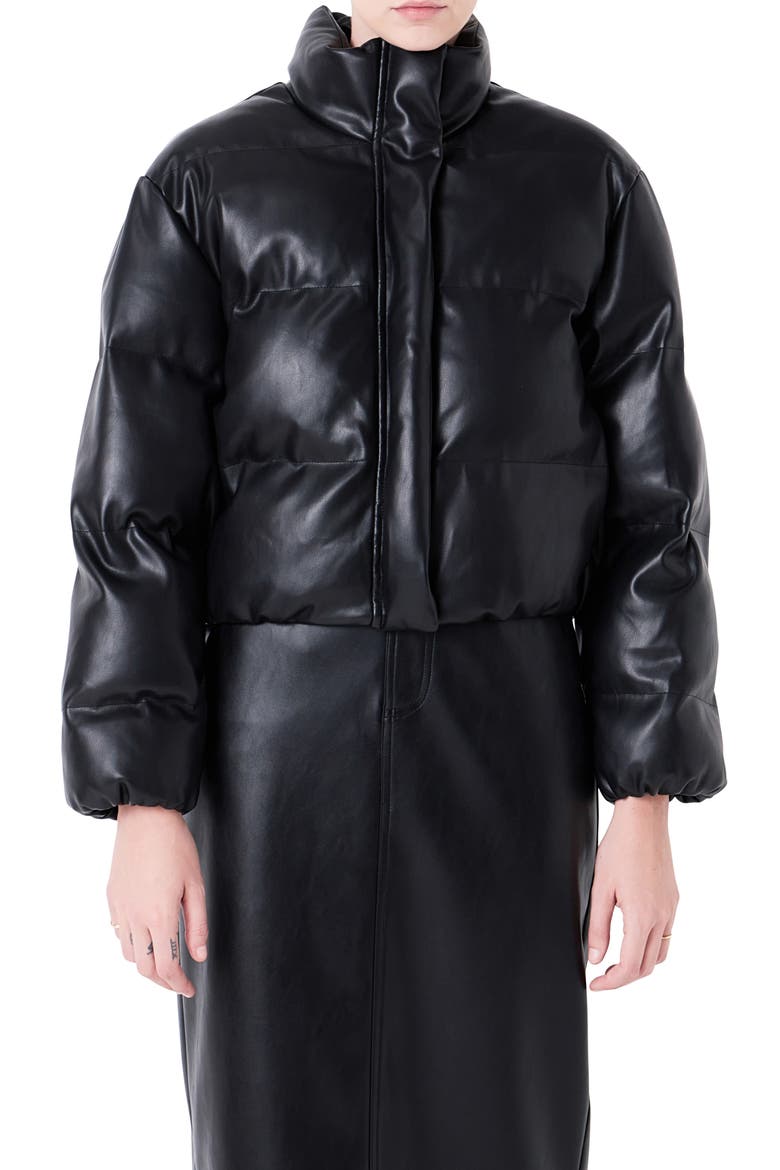 Crop Puffer Jacket, Main, color, BLACK