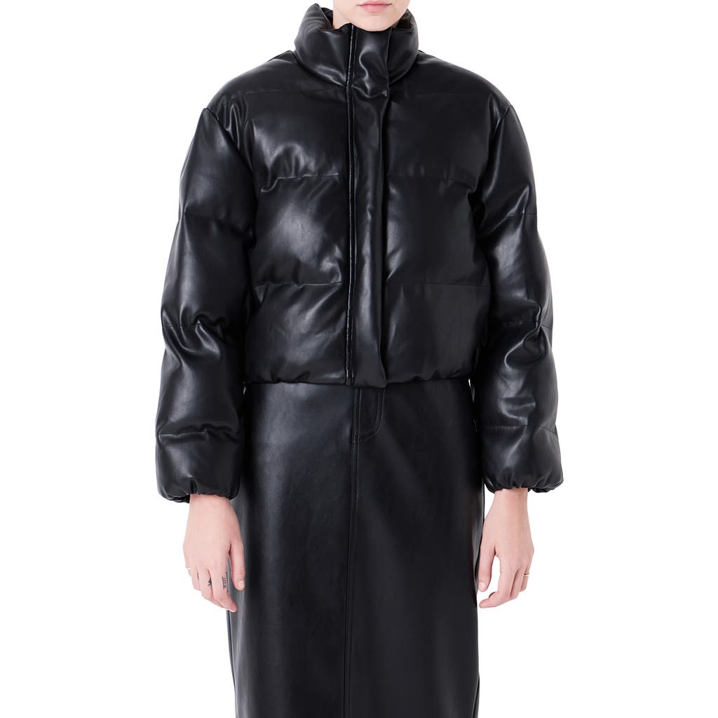 Grey Lab Crop Puffer Jacket In Black