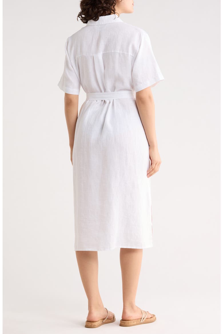 Classic Collar Organic Linen Dress, Alternate, color, WHITE