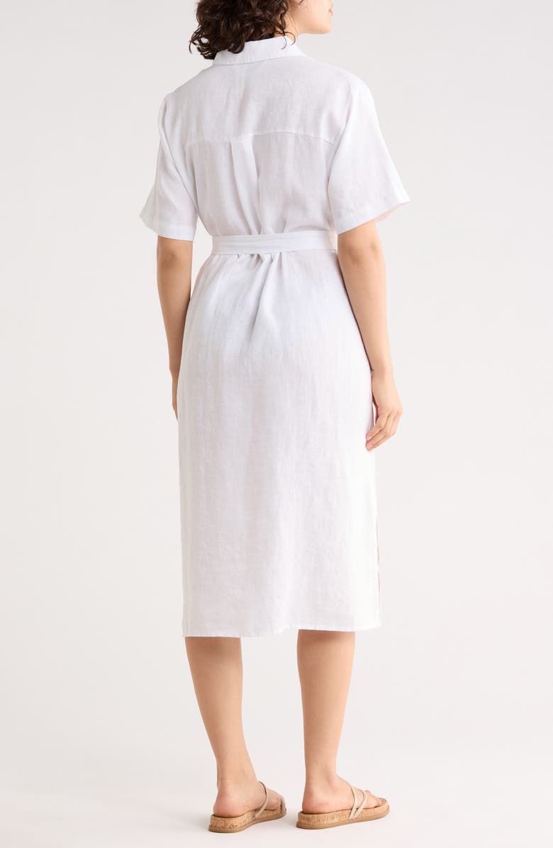 Eileen Fisher Classic Collar Organic Linen Dress, Alternate, color, White