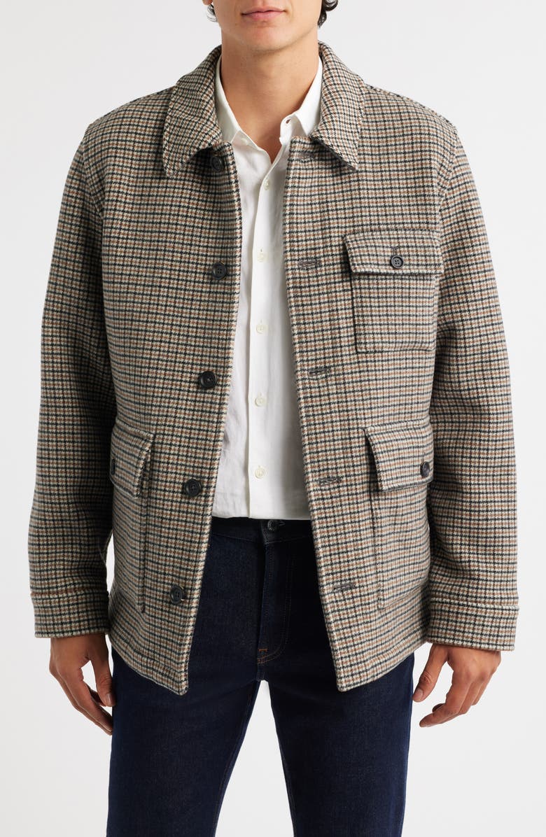 Brooks Brothers Houndstooth Check Double Face Wool Blend Jacket, Main, color, Multi Guncheck