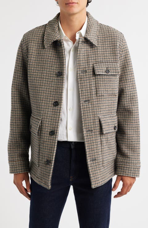 Houndstooth Check Double Face Wool Blend Jacket