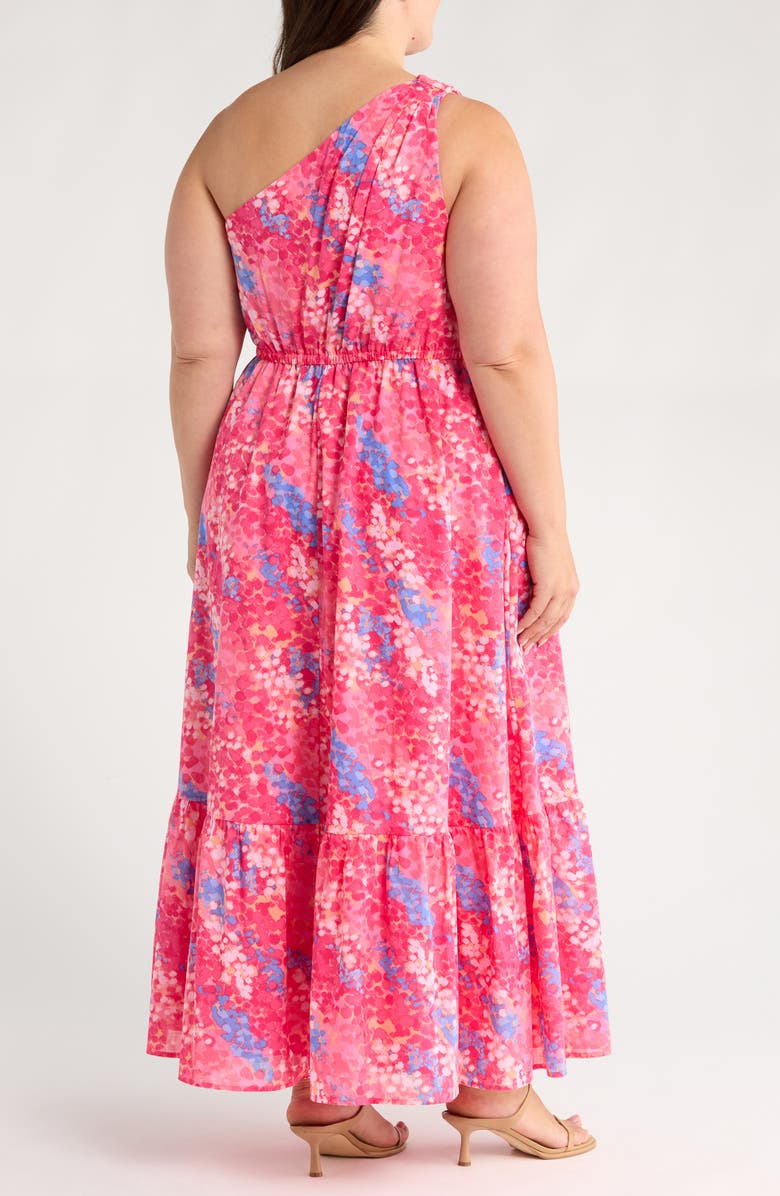 SUGARLIPS Leah Abstract Elya One-Shoulder Cotton Maxi Dress, Alternate, color, Pink/ Blue