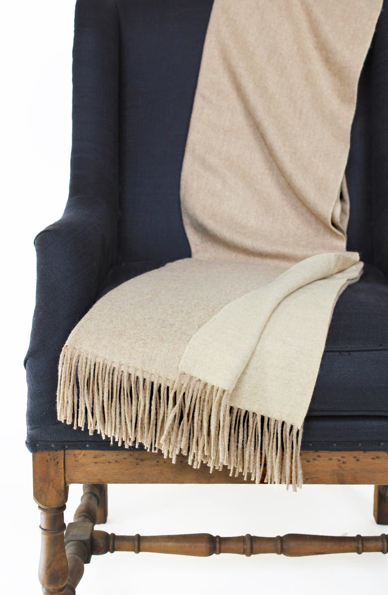 MELANGE HOME Australian Merino Wool Reverse Throw Blanket, Alternate, color, Oatmeal-Ivory