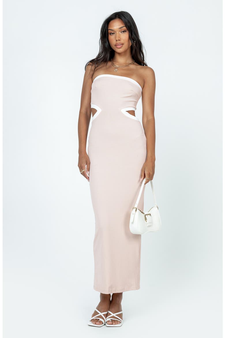 Greta Cutout Strapless Maxi Dress, Alternate, color, MEDIUM BEIGE