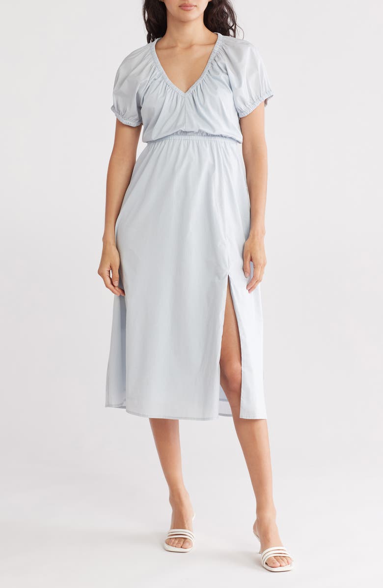 Steve Madden Puff Sleeve Empire Waist Cotton Midi Dress, Main, color,