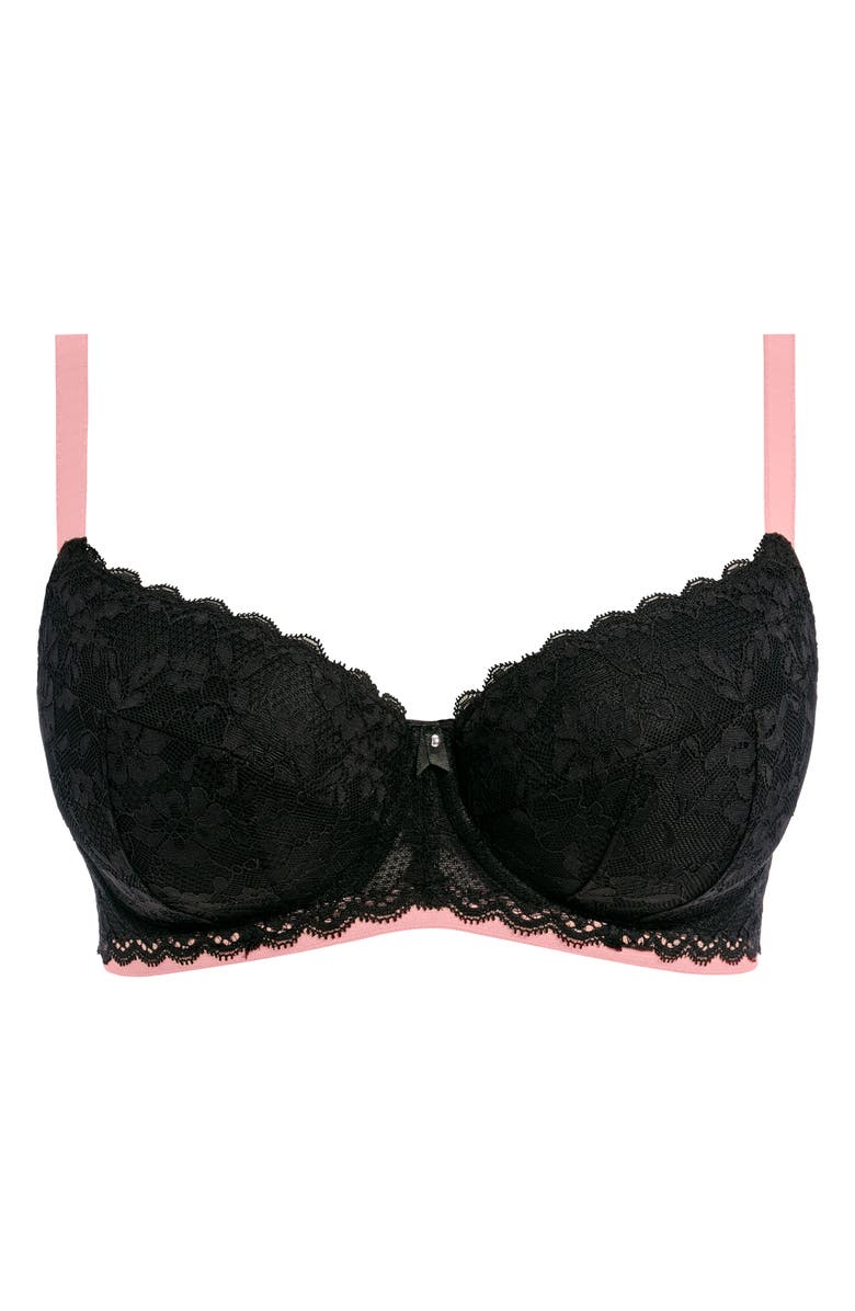 Freya Offbeat Underwire Padded Half Cup Bra, Alternate, color, Black