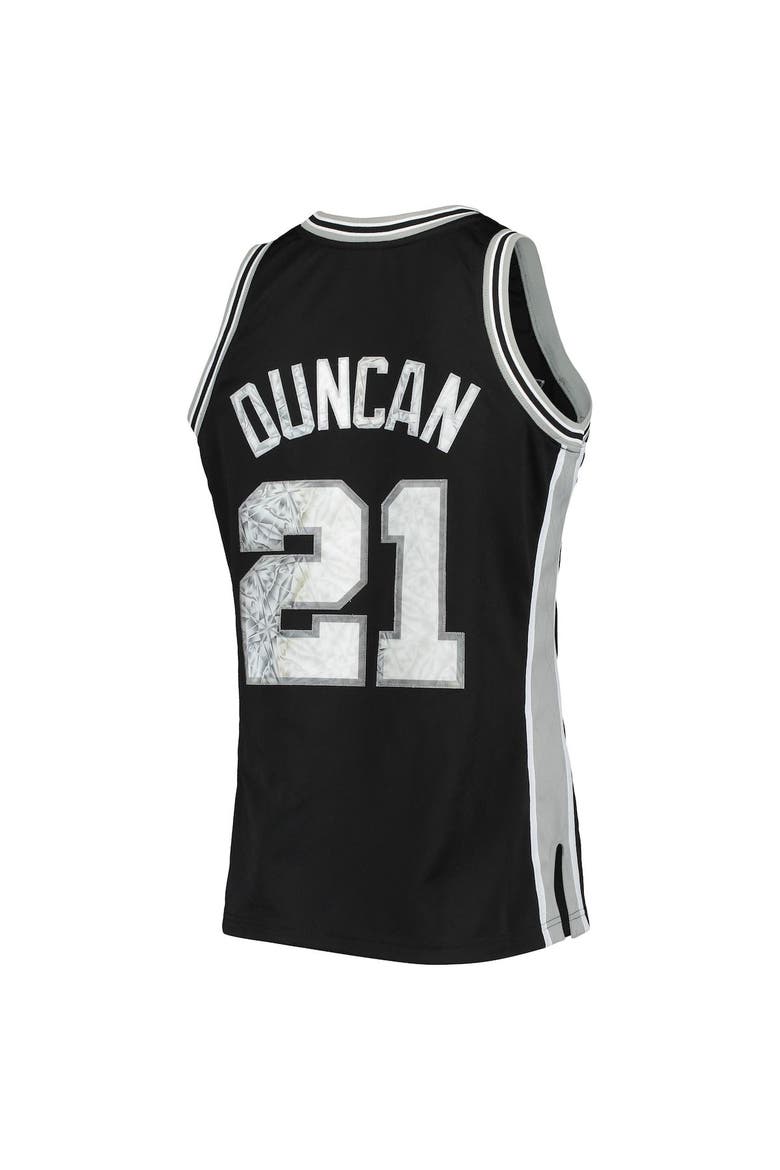 Men's Mitchell & Ness Tim Duncan Black San Antonio Spurs 1998/99 Hardwood Classics NBA 75th Anniversary Diamond Swingman Jersey, Alternate, color, Black