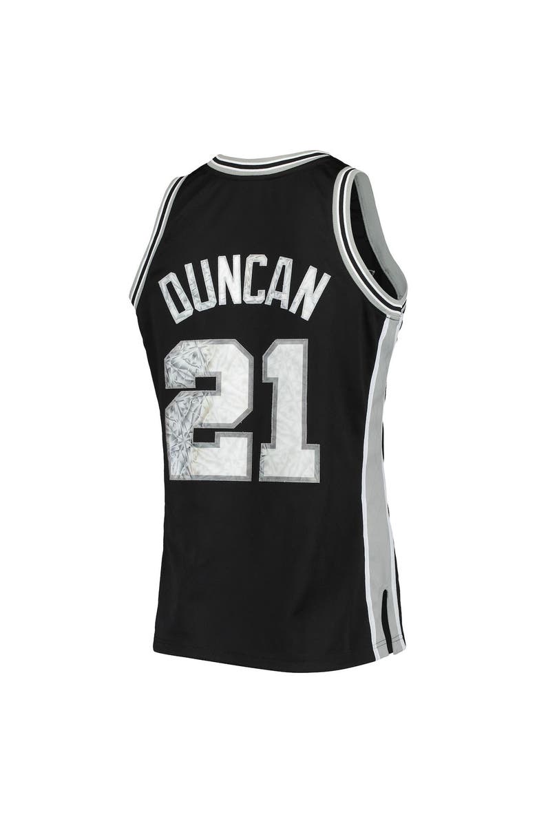 Mitchell & Ness Men's Mitchell & Ness Tim Duncan Black San Antonio Spurs 1998/99 Hardwood Classics NBA 75th Anniversary Diamond Swingman Jersey, Alternate, color,