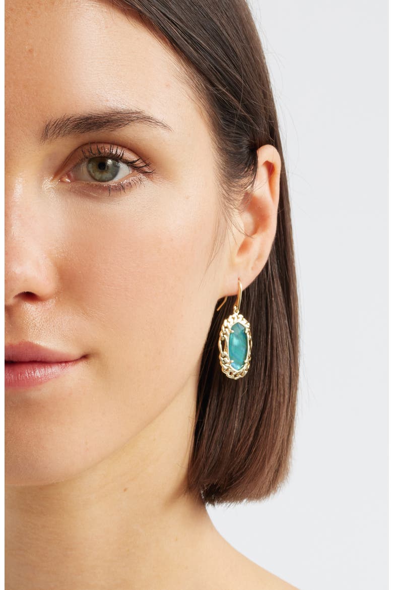Dani Figaro Frame Drop Earring, Alternate, color, GOLD DEEP AQUA ILLUSION