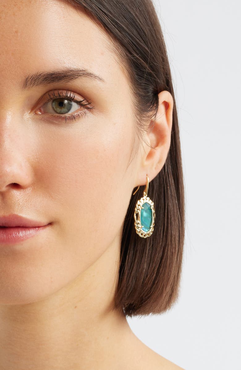 Kendra Scott Dani Figaro Frame Drop Earring, Alternate, color, Gold Deep Aqua Illusion