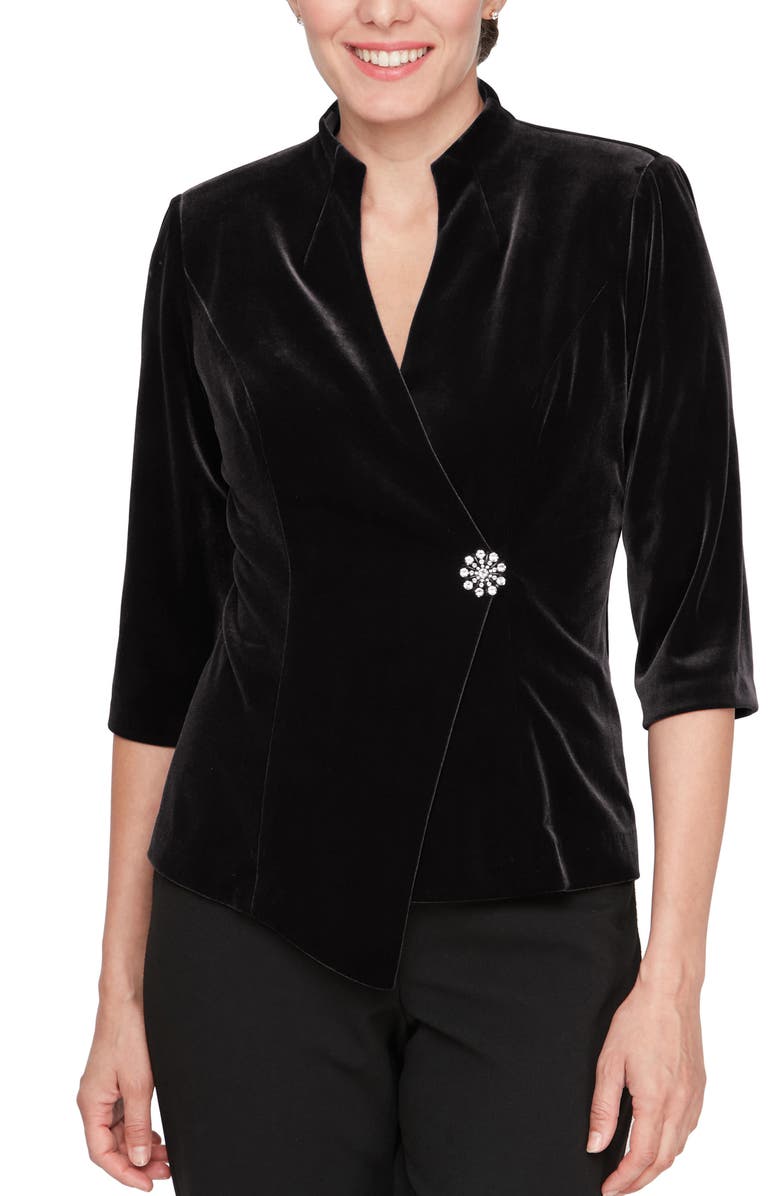 Alex Evenings Embellished Velvet Jacket, Main, color, 