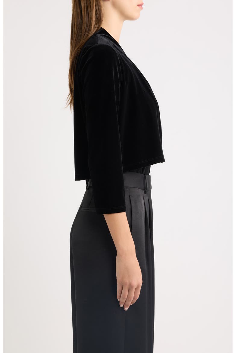 Three Quarter Sleeve Stretch Velvet Shurg, Alternate, color, ANNE BLACK