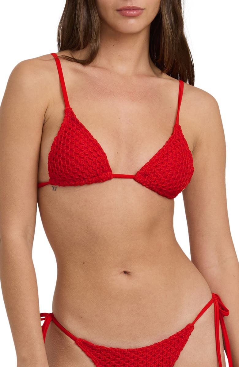 Billabong Twisted Tides Slider Triangle Bikini Top, Main, color, Red Aloha