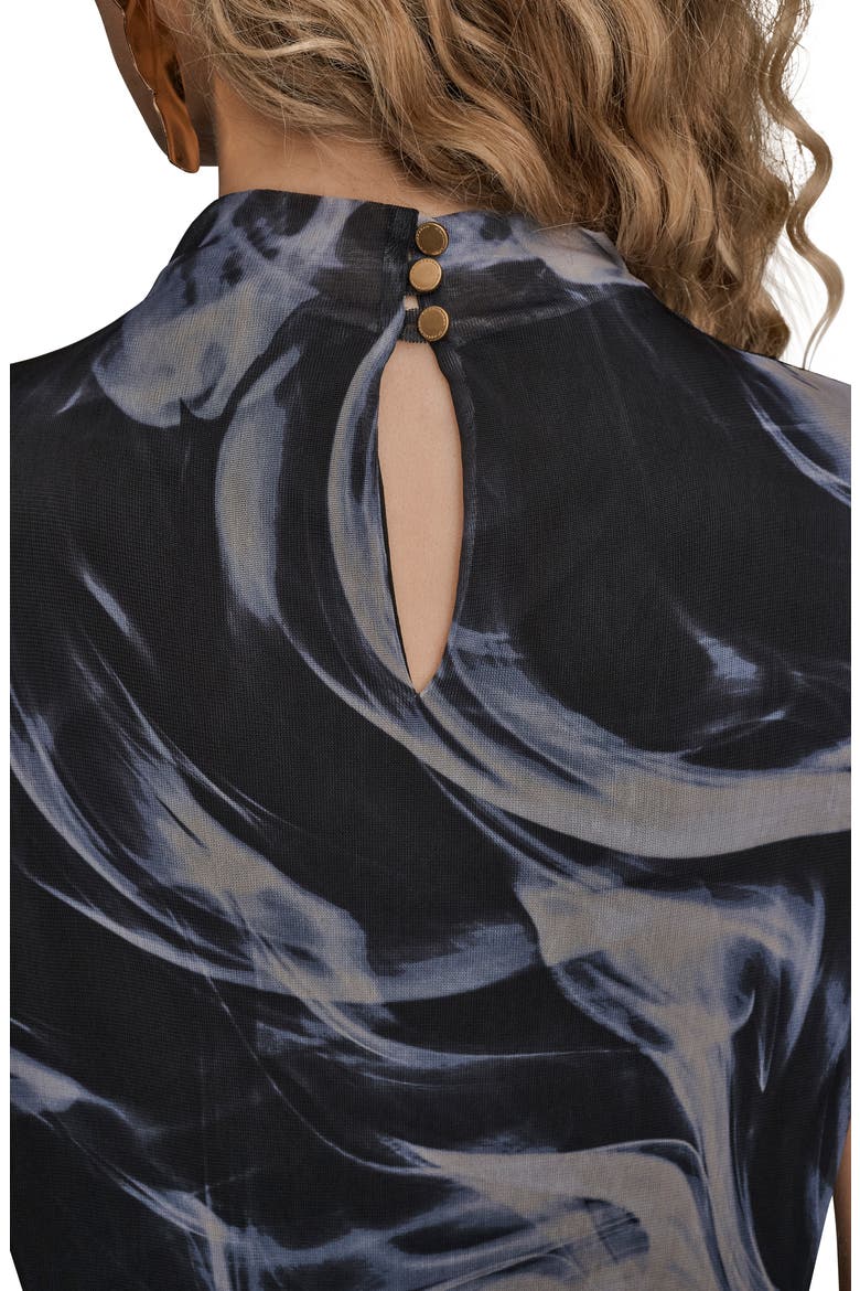 Mock Neck Chiffon Sleeveless Top, Alternate, color, BLACK/ VAPOR MULTI