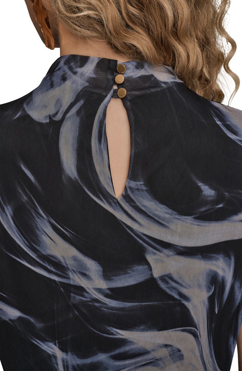 Donna Karan New York Mock Neck Chiffon Sleeveless Top, Alternate, color, Black/ Vapor Multi